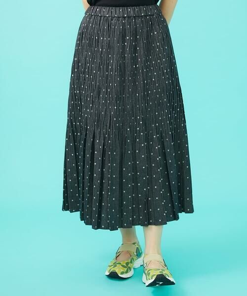Jocomomola / ホコモモラ ロング・マキシ丈スカート | 【日本製】ダンガリードットプリーツスカート | 詳細1