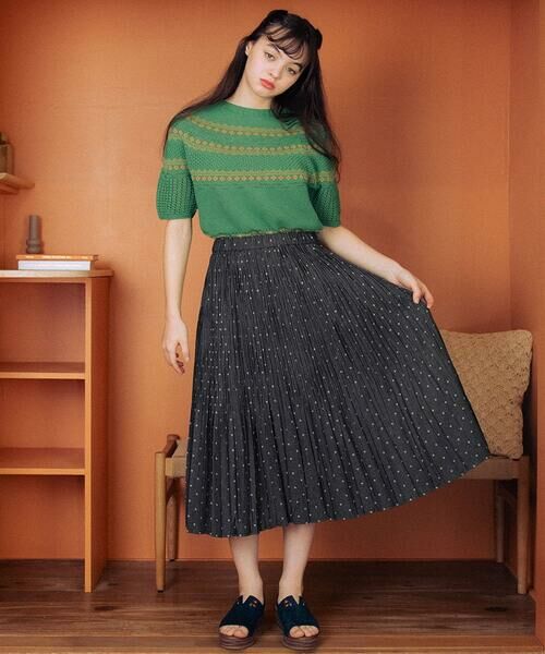 Jocomomola / ホコモモラ ロング・マキシ丈スカート | 【日本製】ダンガリードットプリーツスカート | 詳細17