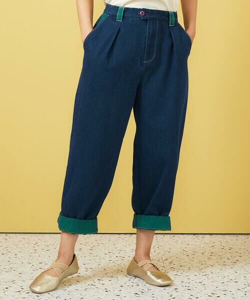 Jocomomola / ホコモモラ ショート・ハーフ・半端丈パンツ | Reflejo 配色デニムパンツ | 詳細1