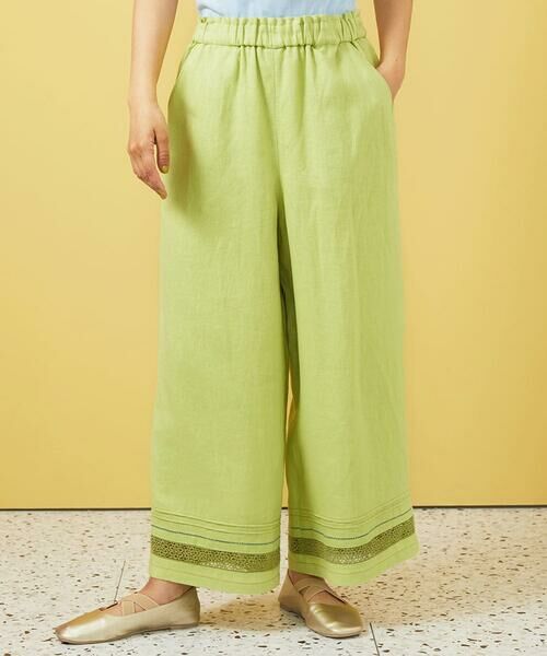 Jocomomola / ホコモモラ その他パンツ | ピコリネンワイドシルエットパンツ(グリーン)