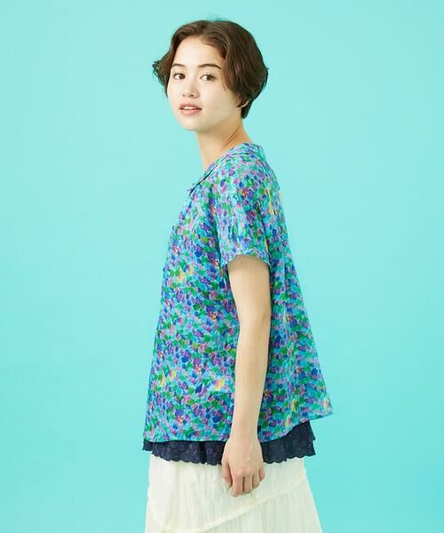 Jocomomola / ホコモモラ シャツ・ブラウス | Verde esmeralda リネンプリントブラウス | 詳細12