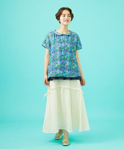 Jocomomola / ホコモモラ シャツ・ブラウス | Verde esmeralda リネンプリントブラウス | 詳細15