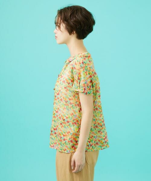 Jocomomola / ホコモモラ シャツ・ブラウス | Verde esmeralda リネンプリントブラウス | 詳細2