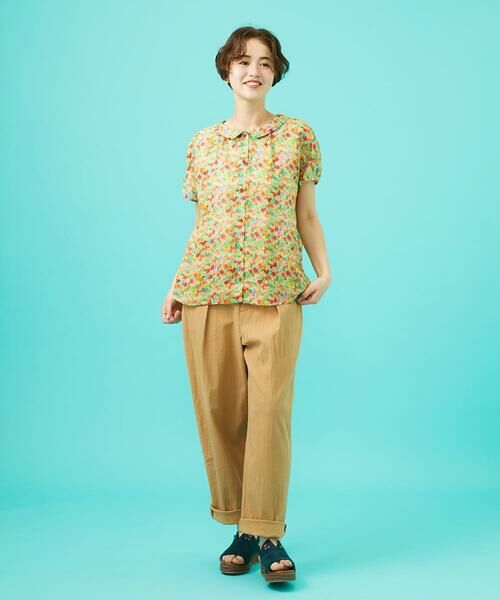 Jocomomola / ホコモモラ シャツ・ブラウス | Verde esmeralda リネンプリントブラウス | 詳細9