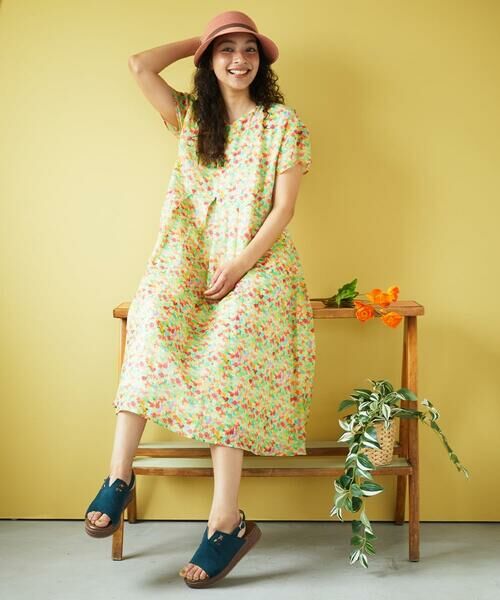 Jocomomola / ホコモモラ ロング・マキシ丈ワンピース | Verde esmeralda リネンプリントワンピース | 詳細19