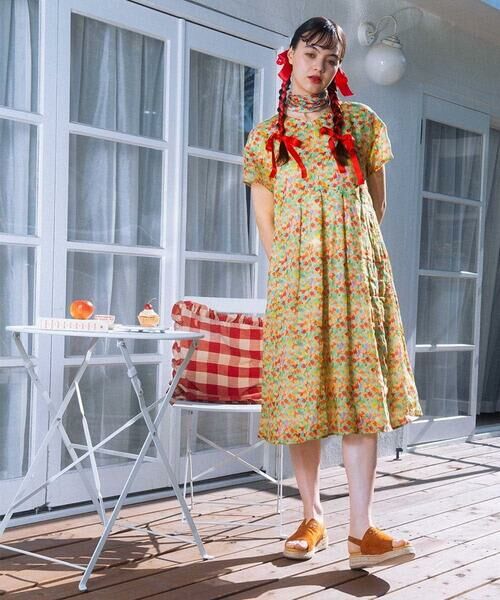 Jocomomola / ホコモモラ ロング・マキシ丈ワンピース | Verde esmeralda リネンプリントワンピース | 詳細21