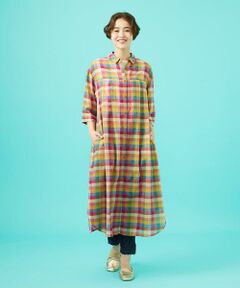 Jocomomola / ホコモモラ ロング・マキシ丈ワンピース | ウェーブドビーチェックシャツワンピース