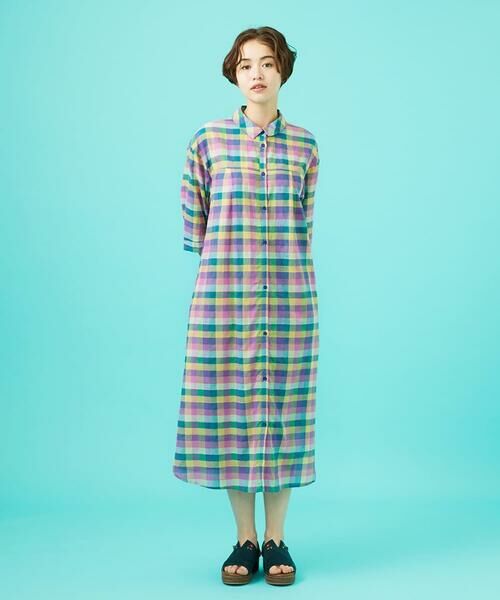 Jocomomola / ホコモモラ ロング・マキシ丈ワンピース | ウェーブドビーチェックシャツワンピース | 詳細1