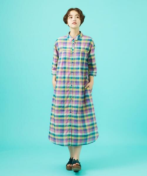 Jocomomola / ホコモモラ ロング・マキシ丈ワンピース | ウェーブドビーチェックシャツワンピース | 詳細10