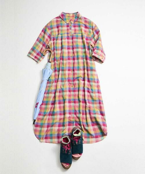 Jocomomola / ホコモモラ ロング・マキシ丈ワンピース | ウェーブドビーチェックシャツワンピース | 詳細17