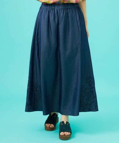 Jocomomola / ホコモモラ ロング・マキシ丈スカート | Flor pintada テンセルデニムスカート | 詳細1
