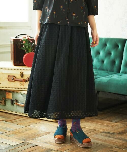 Jocomomola/ホコモモラ Fruta delicada ラッセルレーススカート ブラック M