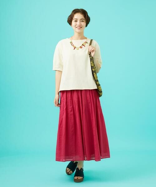 Jocomomola / ホコモモラ カットソー | Cosecha フルーツ刺繍ネックレス付きカットソー | 詳細14