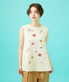 Jocomomola / ホコモモラ カットソー | Cosecha フルーツ刺繍ノースリーブカットソー