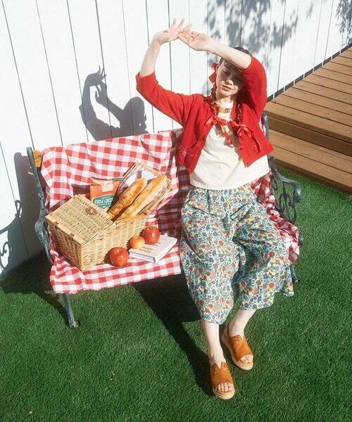 Jocomomola / ホコモモラ その他パンツ | Azul zafiro フラワープリントワイドパンツ | 詳細14