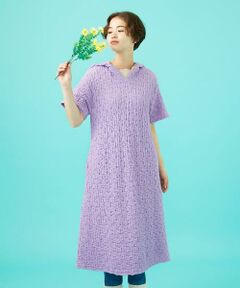 Jocomomola / ホコモモラ ロング・マキシ丈ワンピース | シャーリングカットソーフード付きワンピース