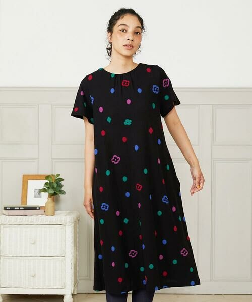 Jocomomola/ホコモモラ Rombo 幾何調柄ジャカードワンピース ブラック M