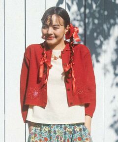 Jocomomola / ホコモモラ カーディガン・ボレロ | Fruto ハンド刺繍入り襟付きカーディガン