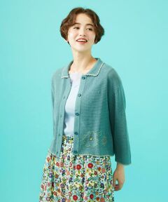 Jocomomola / ホコモモラ カーディガン・ボレロ | Fruto ハンド刺繍入り襟付きカーディガン