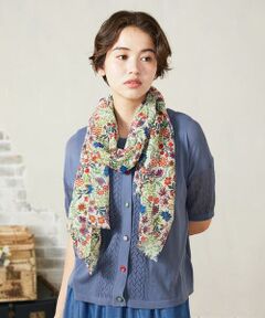 Jocomomola / ホコモモラ マフラー・ショール・スヌード・ストール | フラワープリントプリーツストール