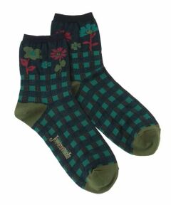 Jocomomola / ホコモモラ その他小物 | フラワーモチーフチェックソックス