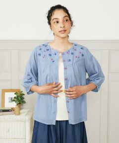 Jocomomola / ホコモモラ シャツ・ブラウス | Nadar entre flores フラワー刺繍ブラウス