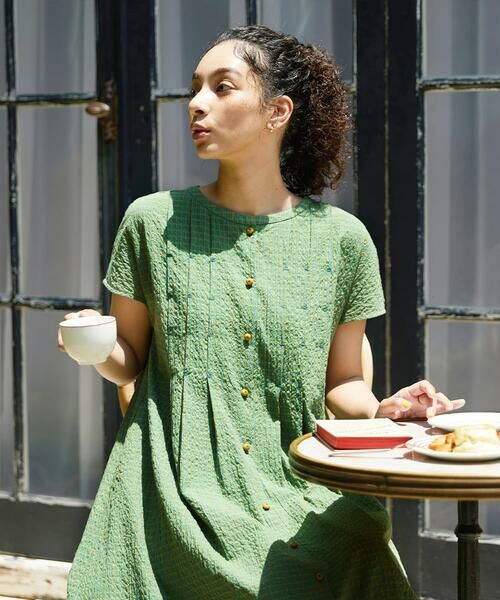 Jocomomola / ホコモモラ ロング・マキシ丈ワンピース | Chiquito チェックフレンチスリーブワンピース | 詳細10