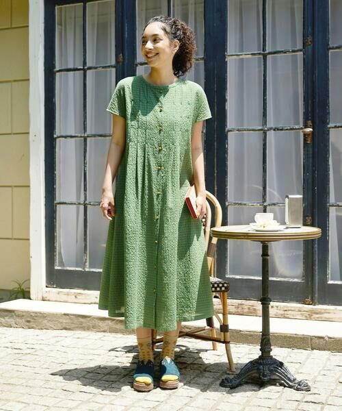 Jocomomola / ホコモモラ ロング・マキシ丈ワンピース | Chiquito チェックフレンチスリーブワンピース | 詳細13