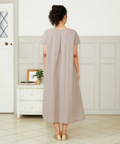 Jocomomola / ホコモモラ ロング・マキシ丈ワンピース | Chiquito チェックフレンチスリーブワンピース | 詳細2