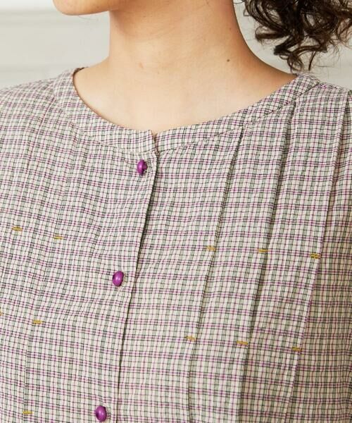 Jocomomola / ホコモモラ ロング・マキシ丈ワンピース | Chiquito チェックフレンチスリーブワンピース | 詳細3