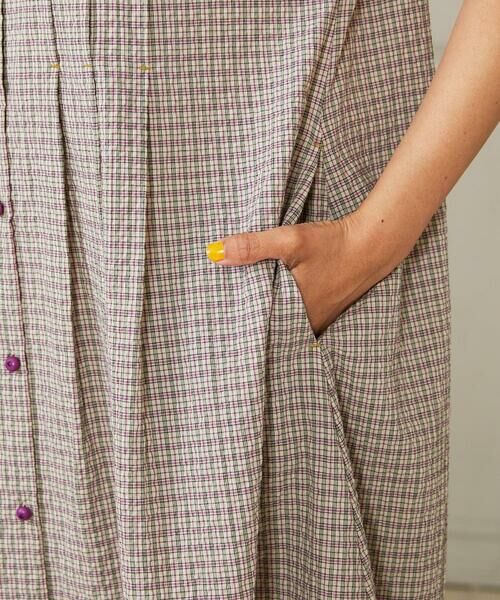Jocomomola / ホコモモラ ロング・マキシ丈ワンピース | Chiquito チェックフレンチスリーブワンピース | 詳細6