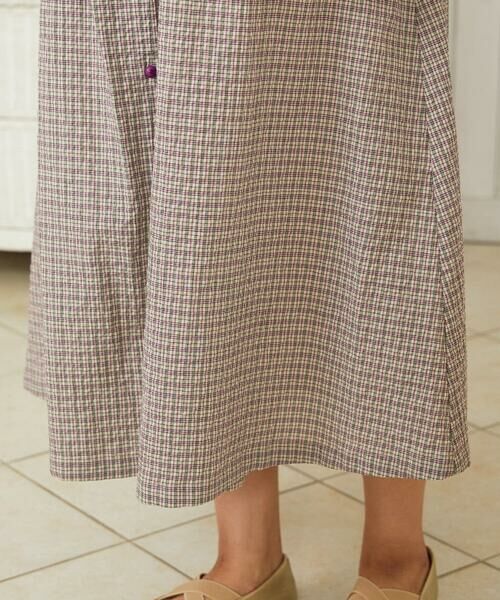 Jocomomola / ホコモモラ ロング・マキシ丈ワンピース | Chiquito チェックフレンチスリーブワンピース | 詳細7