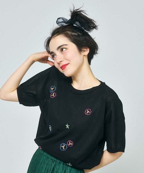 Jocomomola / ホコモモラ ニット・セーター | Brisa フラワー刺繍シアーニット | 詳細10