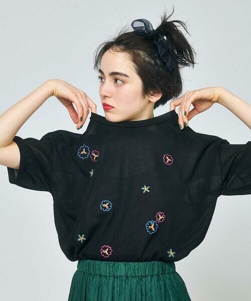 Jocomomola / ホコモモラ ニット・セーター | Brisa フラワー刺繍シアーニット | 詳細11
