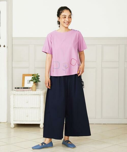 Jocomomola / ホコモモラ カットソー | Escala floral フラワー刺繍クラフトTシャツ | 詳細8