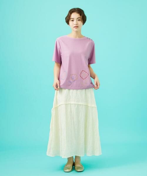 Jocomomola / ホコモモラ カットソー | Escala floral フラワー刺繍クラフトTシャツ | 詳細9