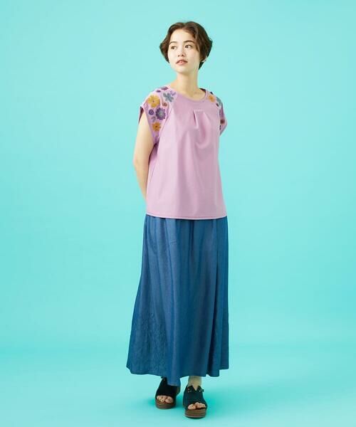 Jocomomola / ホコモモラ カットソー | Escala floral フラワー刺繍パフスリーブTシャツ | 詳細12