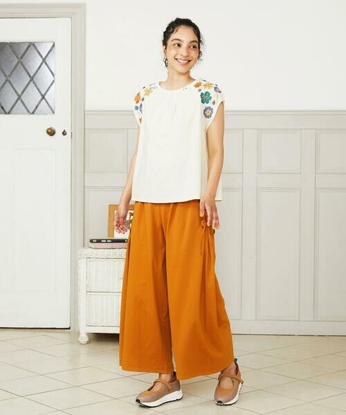 Jocomomola / ホコモモラ カットソー | Escala floral フラワー刺繍パフスリーブTシャツ | 詳細7
