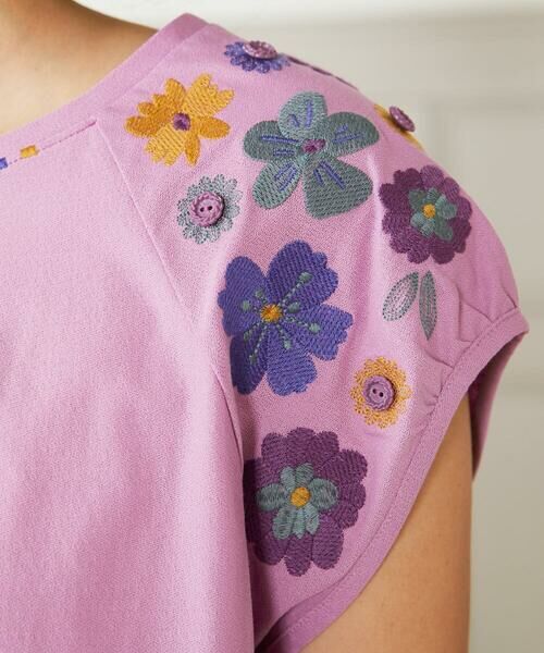 Jocomomola / ホコモモラ カットソー | Escala floral フラワー刺繍パフスリーブTシャツ | 詳細9