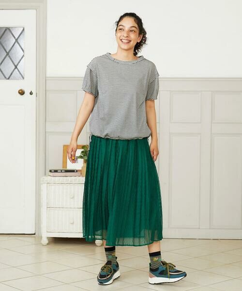 Jocomomola / ホコモモラ カットソー | 【接触冷感】Una ola ボーダージャカードドロストカットソー | 詳細12