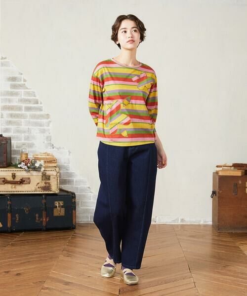 Jocomomola / ホコモモラ カットソー | シルケット天竺フラワーボーダーアップリケTシャツ | 詳細16