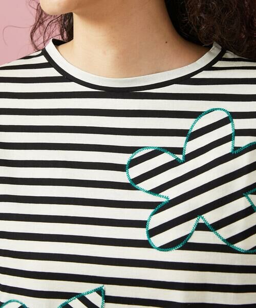 Jocomomola / ホコモモラ カットソー | シルケット天竺フラワーボーダーアップリケTシャツ | 詳細4
