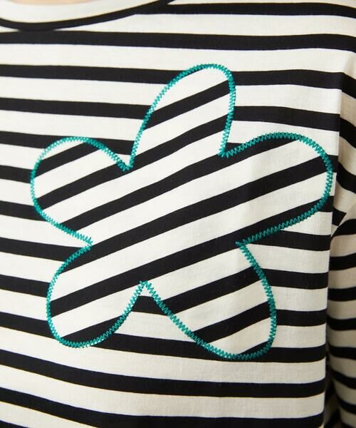 Jocomomola / ホコモモラ カットソー | シルケット天竺フラワーボーダーアップリケTシャツ | 詳細5