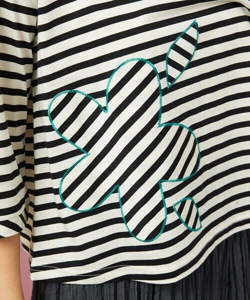 Jocomomola / ホコモモラ カットソー | シルケット天竺フラワーボーダーアップリケTシャツ | 詳細7