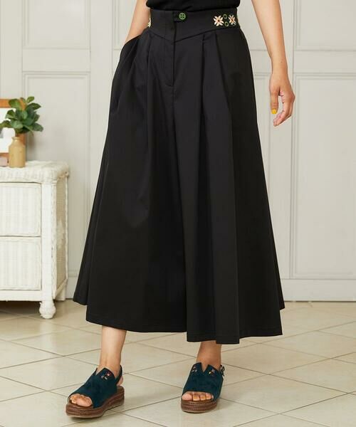 Jocomomola/ホコモモラ Monotono フラワー刺繍ワイドパンツ ブラック S