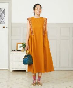 Jocomomola / ホコモモラ ロング・マキシ丈ワンピース | Hiedra 刺繍フリル付きノースリーブワンピース