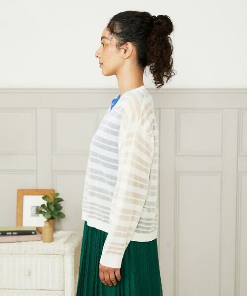 Jocomomola / ホコモモラ カーディガン・ボレロ | Brisa シアーボーダーカーディガン | 詳細1