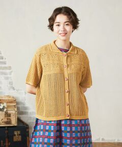 Jocomomola / ホコモモラ カーディガン・ボレロ | Jaula  襟付き透かし編みカーディガン