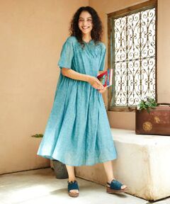 Jocomomola / ホコモモラ ロング・マキシ丈ワンピース | Azahar コード刺繍入りコットンシルクワンピース