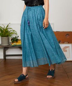 Jocomomola / ホコモモラ ロング・マキシ丈スカート | Azahar  コード刺繍入りコットンシルクスカート